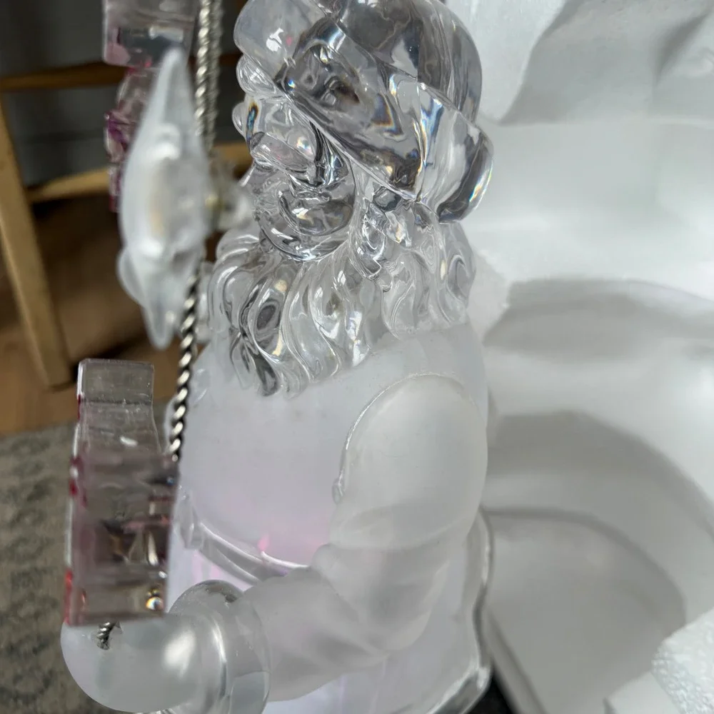 Heritage Mint Holiday Ice Sculptures 21in NOEL Santa Centerpiece Color Changing